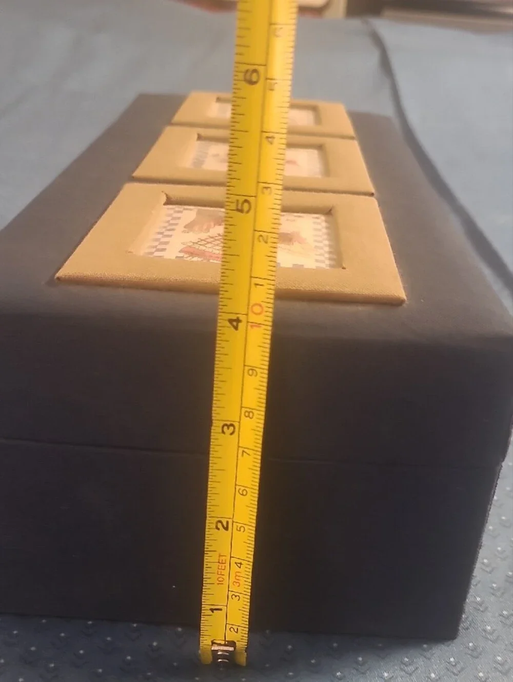 Decorative Navy Wooden Storage Box with Gold Accents